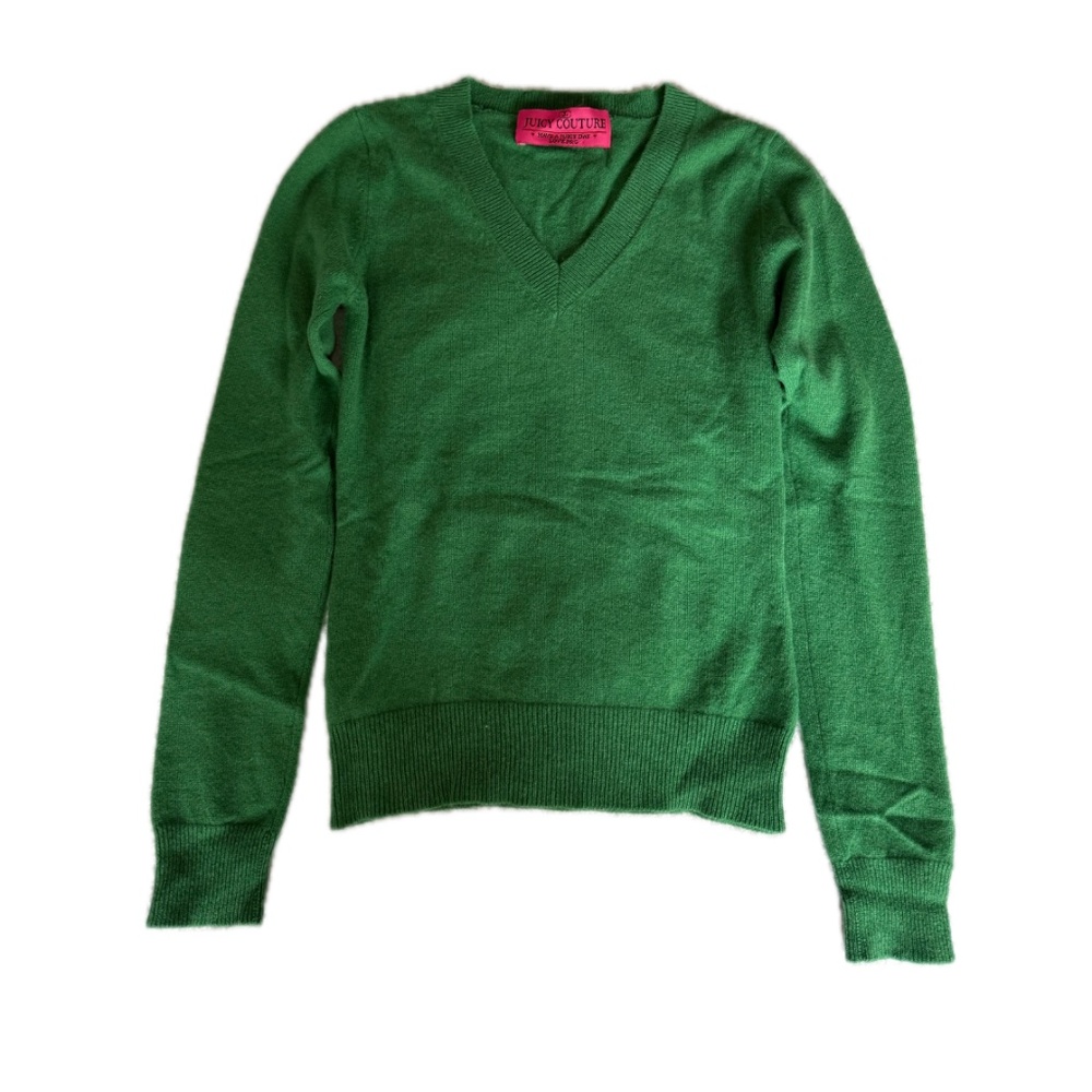 Y2K Juicy Couture Green Cashmere Varsity Sweater